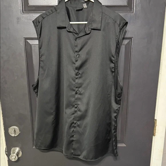 ASOS Shirts Asos Mens Black Sleeveless Button Down Shirt